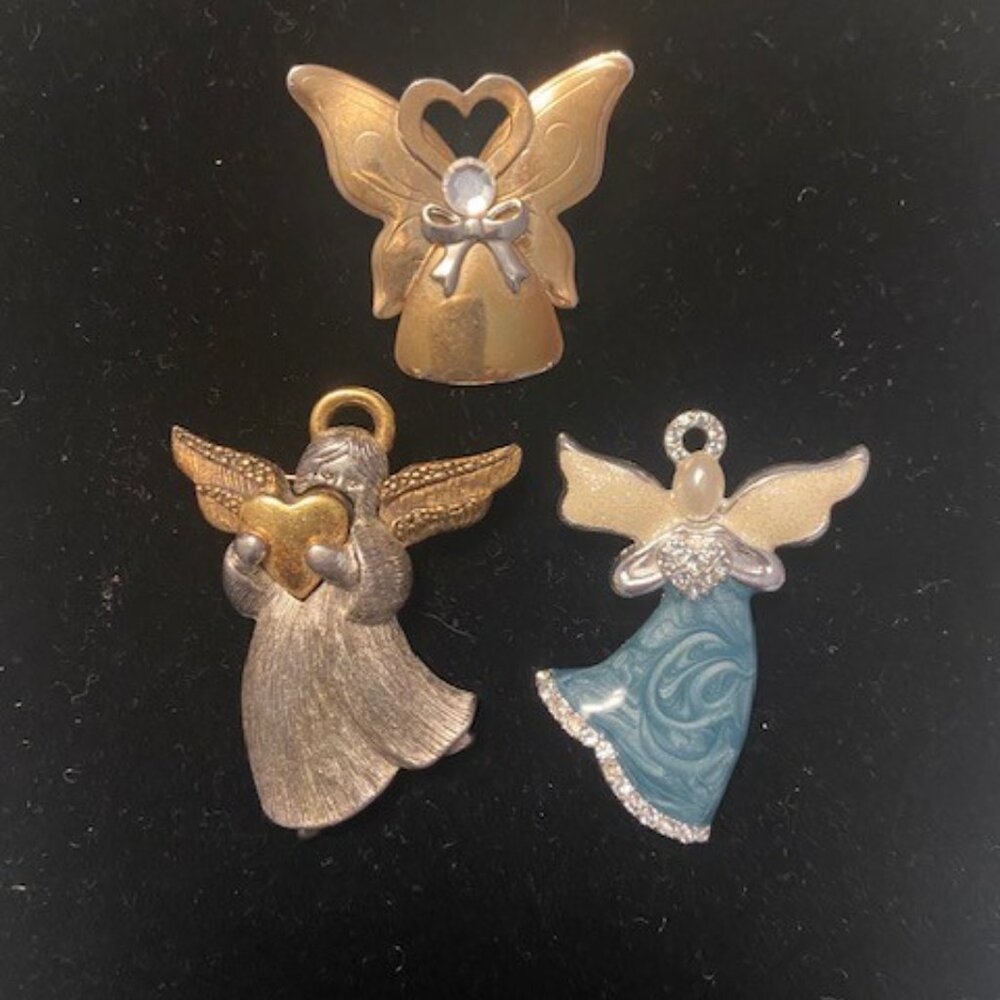 Costume jewelry 3 angel pins